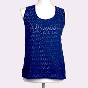 Ann Taylor Blue Lace Front Top